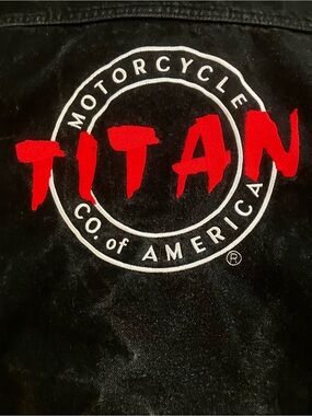 Vtg 90’s Titan Black Denim Motorcycle Jacket.